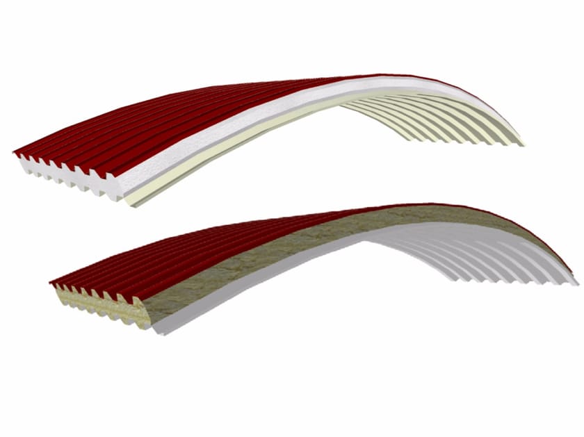 Insulated metal curved panel for roof CURVO by Marcegaglia Buildtech