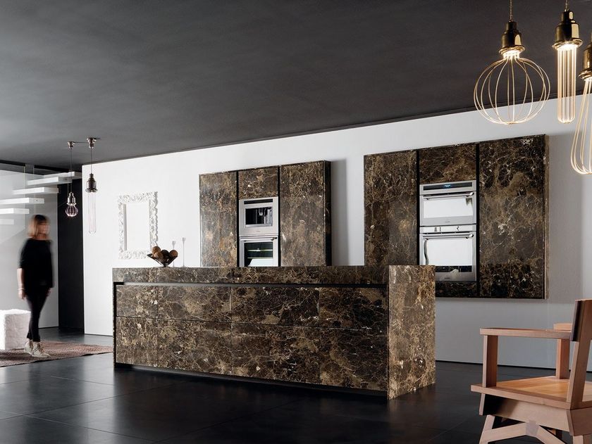 Marble kitchen with island ESSENTIAL EMPERADOR DARK by TONCELLI CUCINE
