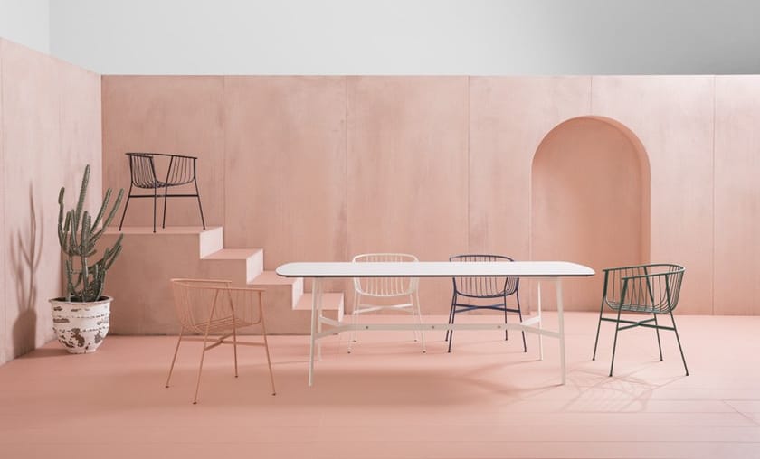 Powder coated steel garden chair By SP01 design Tom Fereday