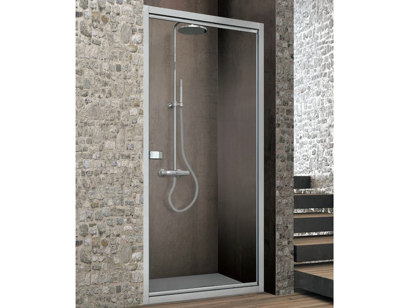 Crystal shower cabin with movable linchpin door ASTERT by HAFRO