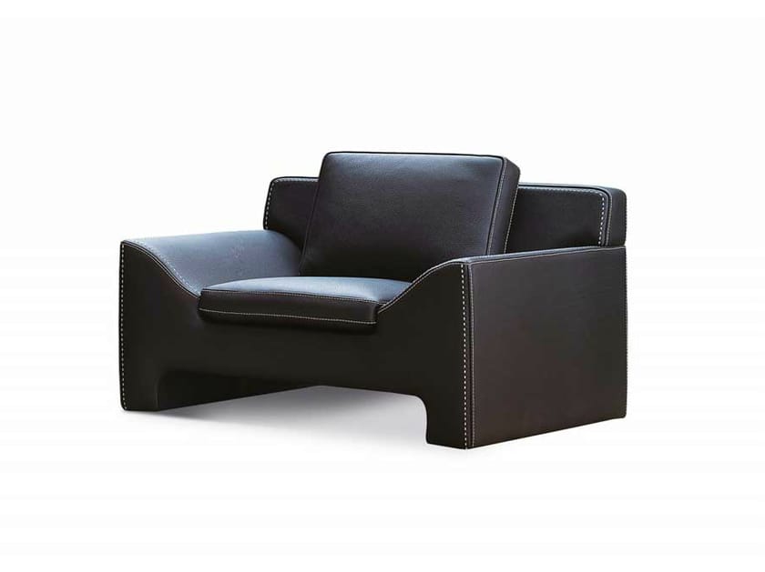 UPHOLSTERED LEATHER ARMCHAIR WITH ARMRESTS JAZZ MODERNO COLLECTION BY