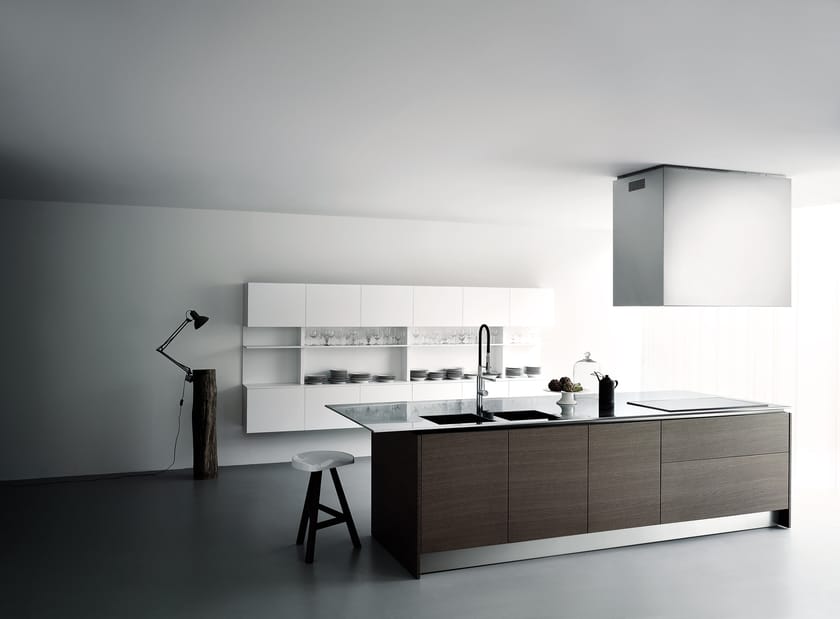 Wood veneer kitchen with island XILA ST by Boffi