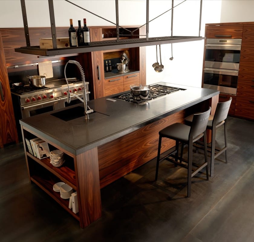 Rosewood kitchen with island NANTÌA ROSEWOOD By TONCELLI CUCINE design