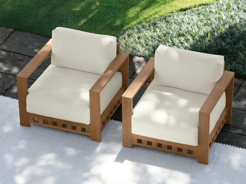 TEAK GARDEN ARMCHAIR WITH ARMRESTS SQUARE SQUARE COLLECTION BY