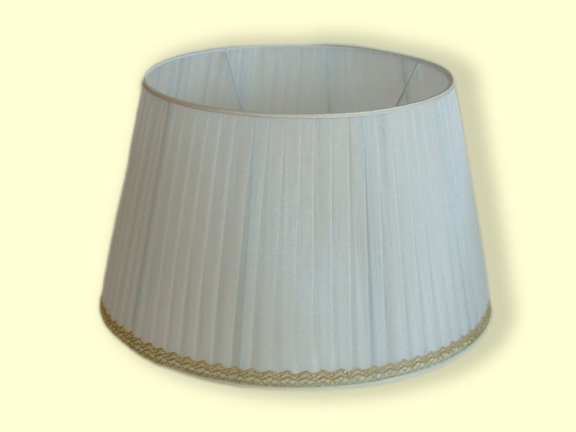 Paralume Plissettato In Tessuto Pongè Avorio - Made In Italy Con Passamaneria Oro, Diametro 30cm E27 - Foto 8
