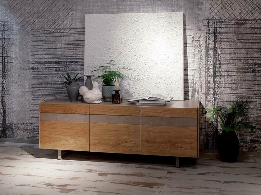 Madia laccata in legno con ante a battente STRIPE by Ozzio Italia