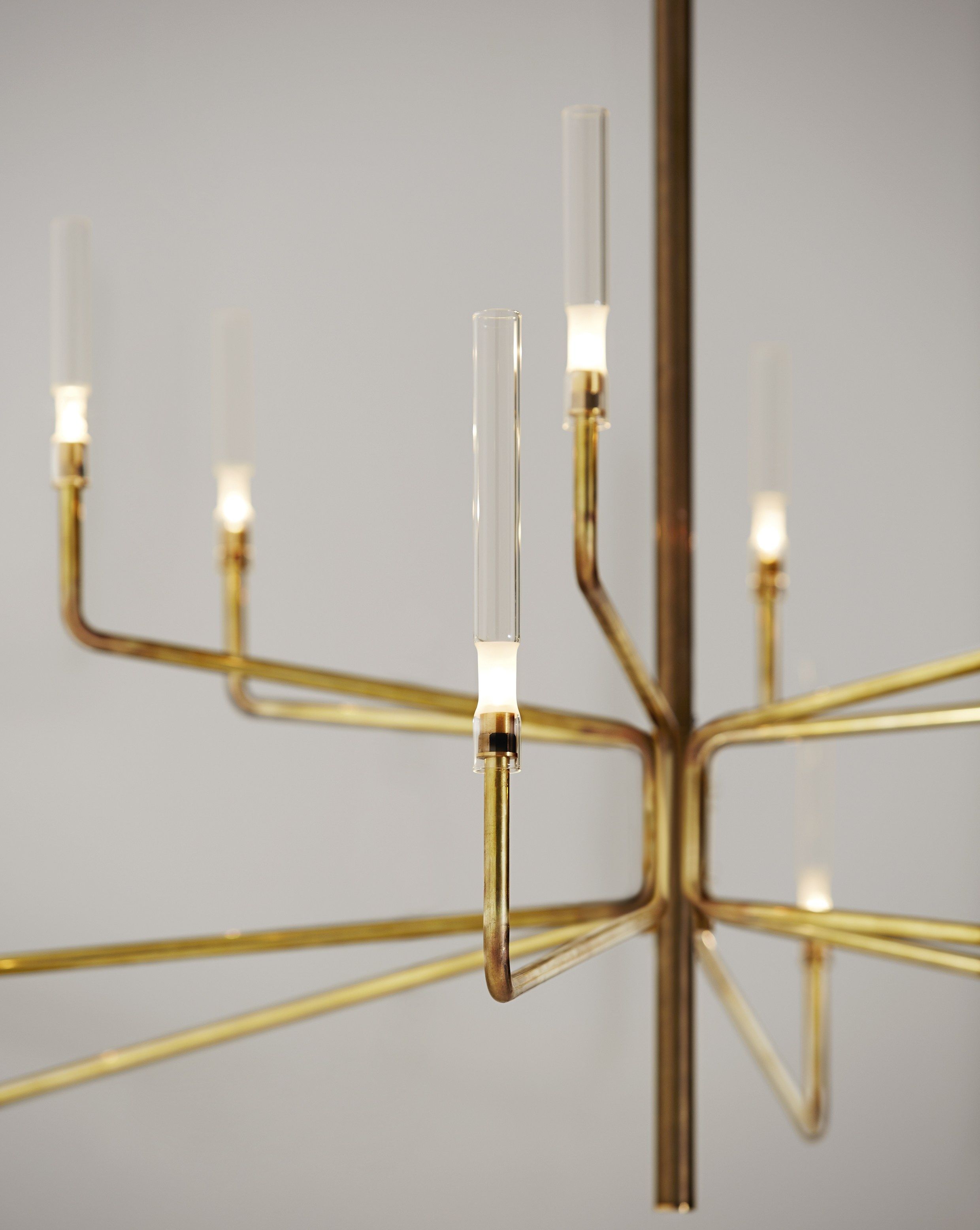 Brass chandelier with dimmer EPSILON by Gallotti&Radice design Massimo