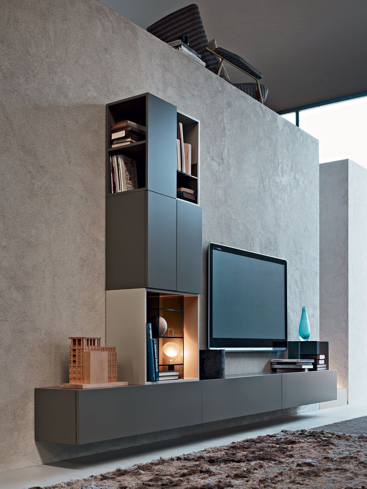 FORTEPIANO Sectional storage wall by MOLTENI & C.