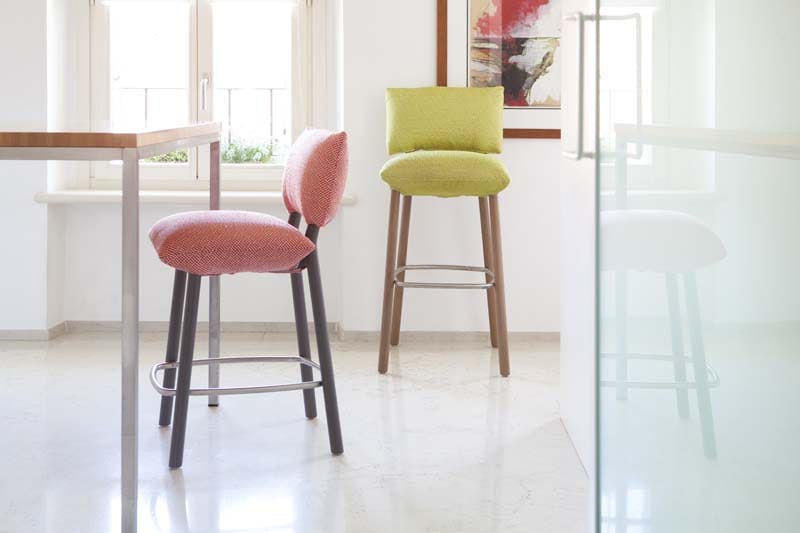 UPHOLSTERED COUNTER STOOL PILLOW COLLECTION BY POTOCCO DESIGN PAOLO