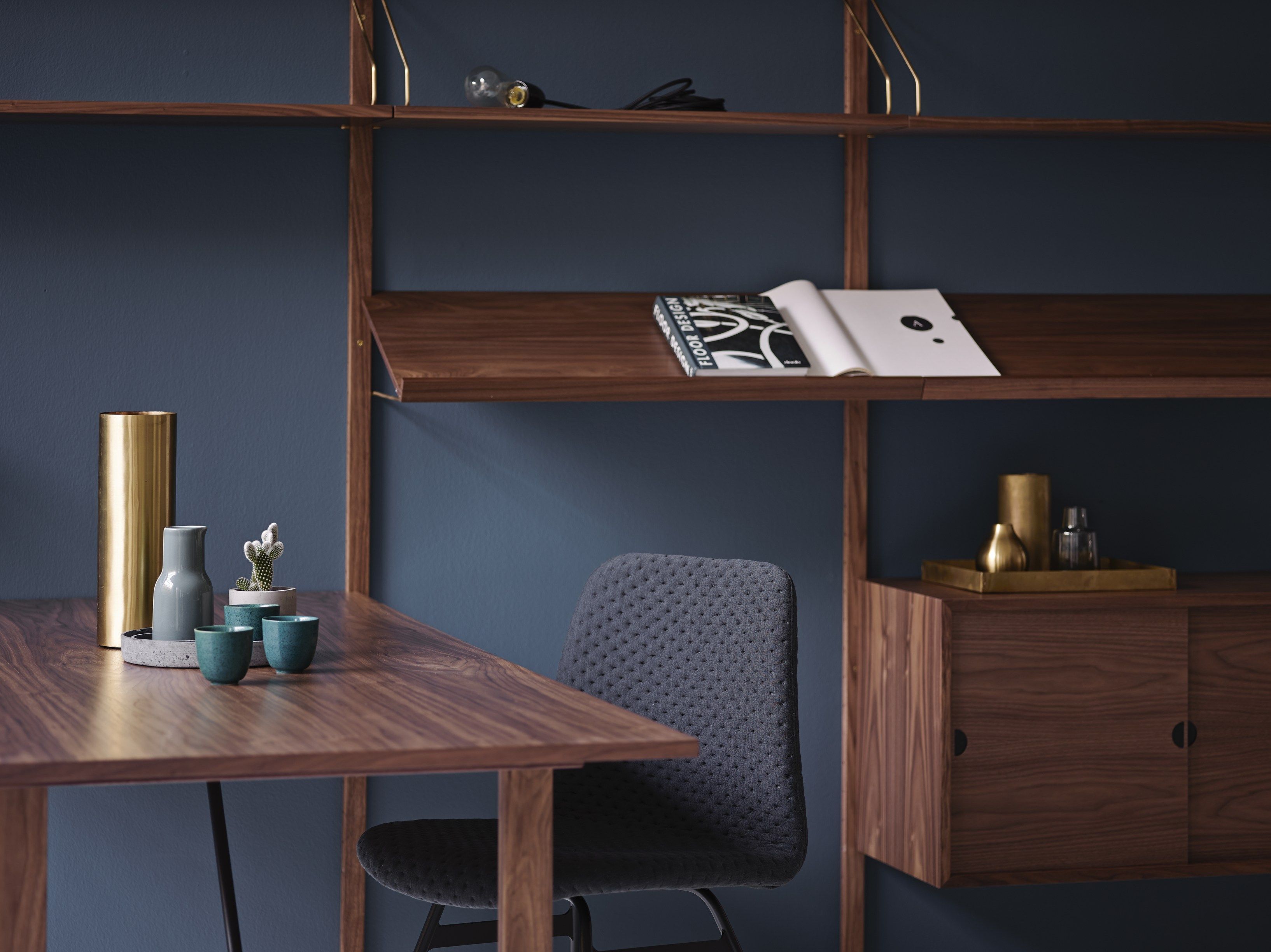 ROYAL SYSTEM® Walnut shelving unit by dk3 design Poul Cadovius