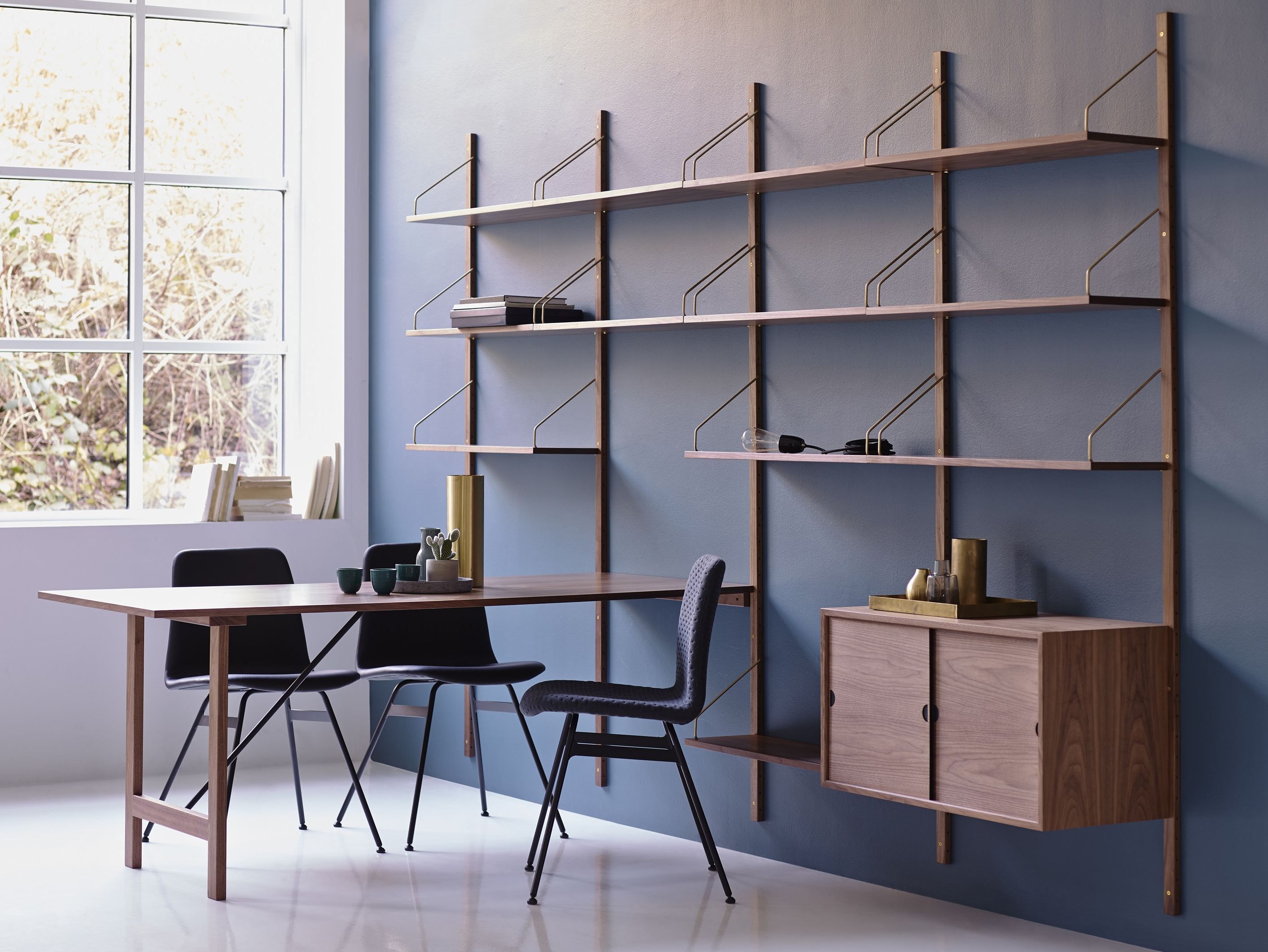 ROYAL SYSTEM® Walnut shelving unit by dk3 design Poul Cadovius