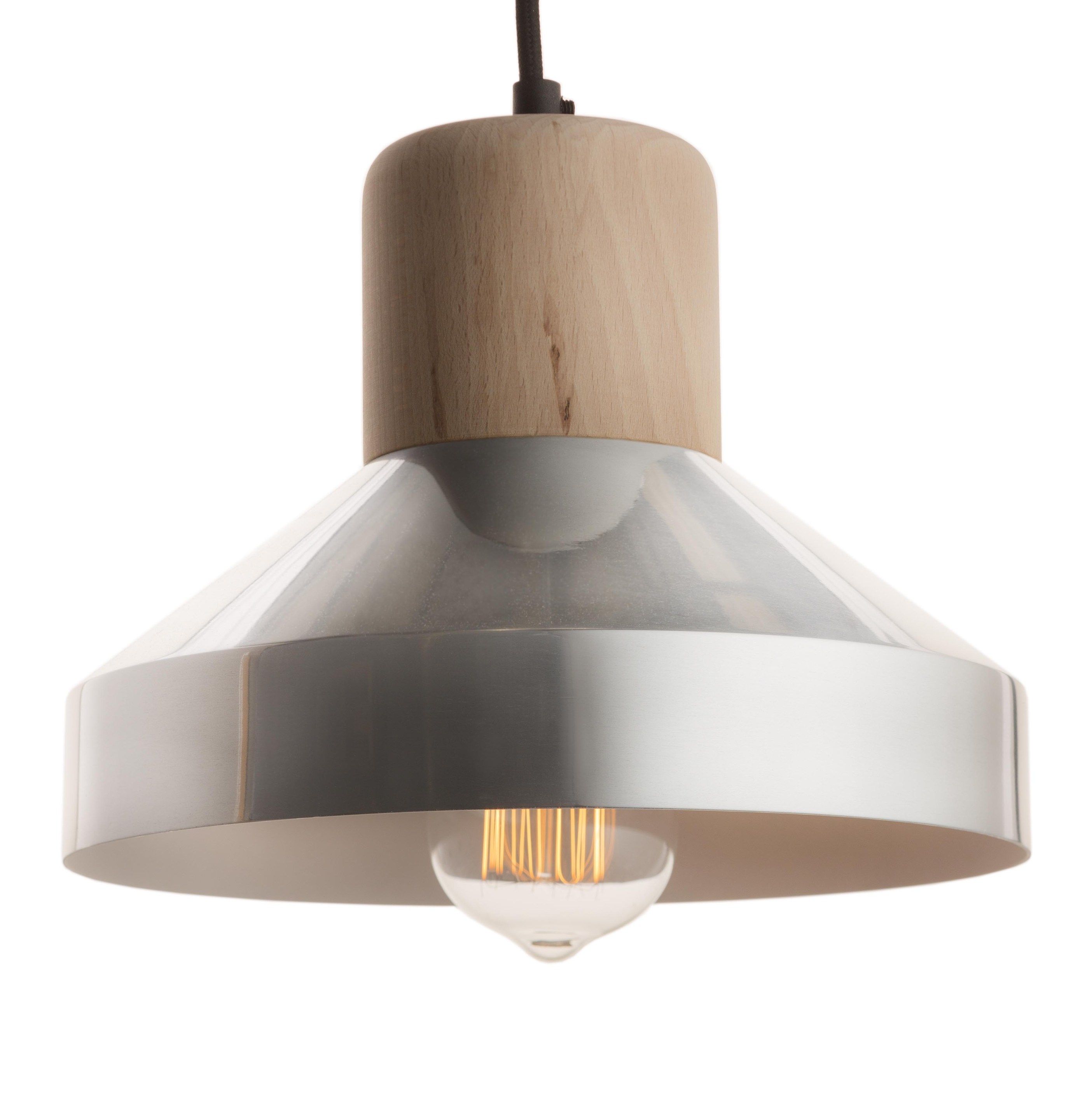 Direct light pendant lamp STEEL WOOD LAMP 240 LUXE by Specimen Editions design Thinkk Studio