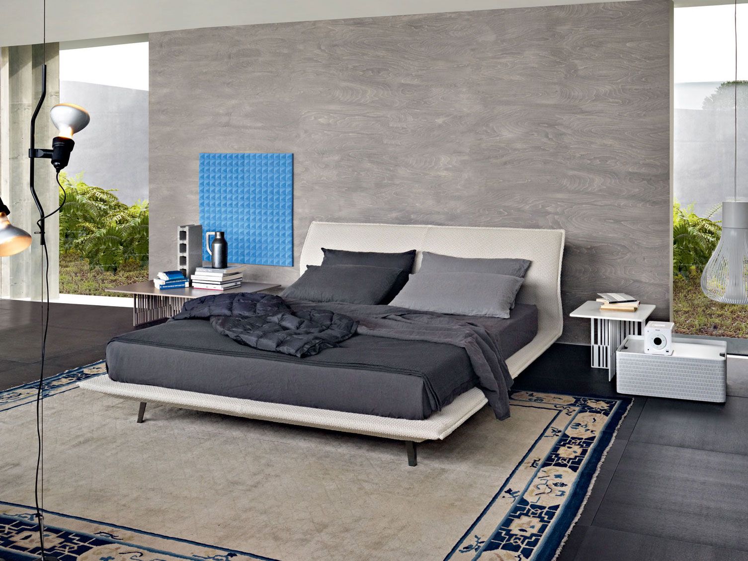 UPHOLSTERED DOUBLE BED WITH ADJUSTABLE HEADREST FABRIC BED NIGHT&DAY