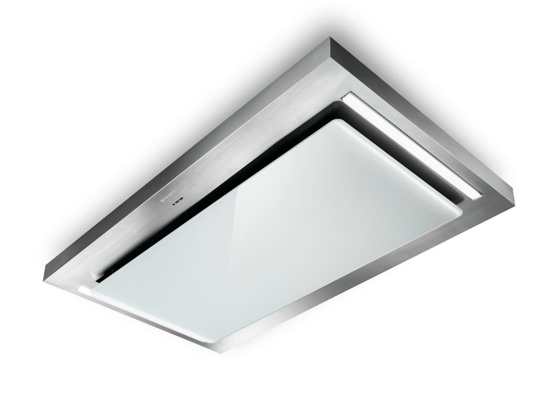 Deckenmontierte Einbau- Dunstabzugshaube aus Edelstahl und Glas SKYPAD