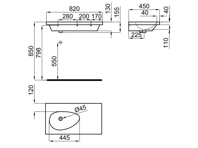 HOTELS Waschbecken mit Hahnlochbank by NOKEN DESIGN