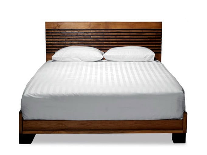 WOODEN DOUBLE BED WITH HIGH HEADBOARD MIRAI COLLECTION BY WARISAN