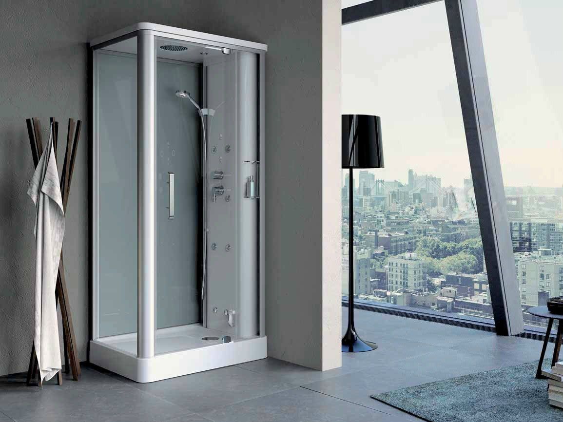 KIRA Corner shower cabin by Glass 1989 design Claudia Danelon