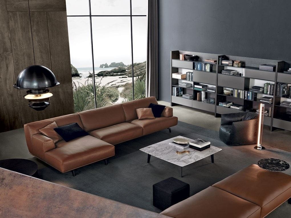 TRIBECA Leather sofa by Poliform design JeanMarie Massaud