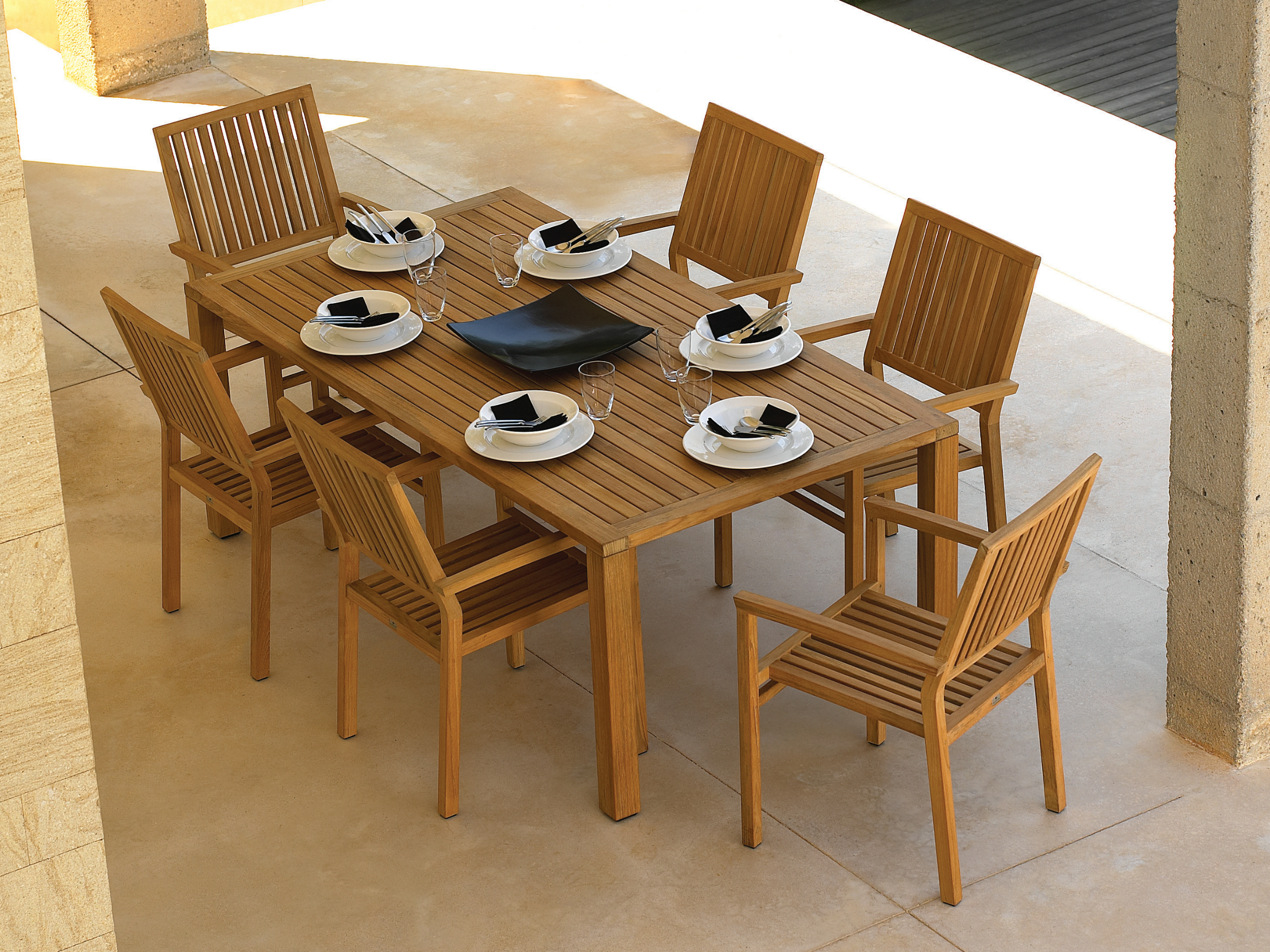 SQUARE Mesa de jardín rectangular by Gloster diseño Povl Eskildsen