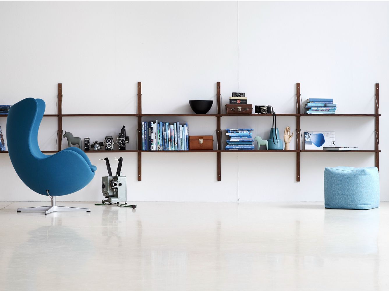 ROYAL SYSTEM® Walnut shelving unit by dk3 design Poul Cadovius