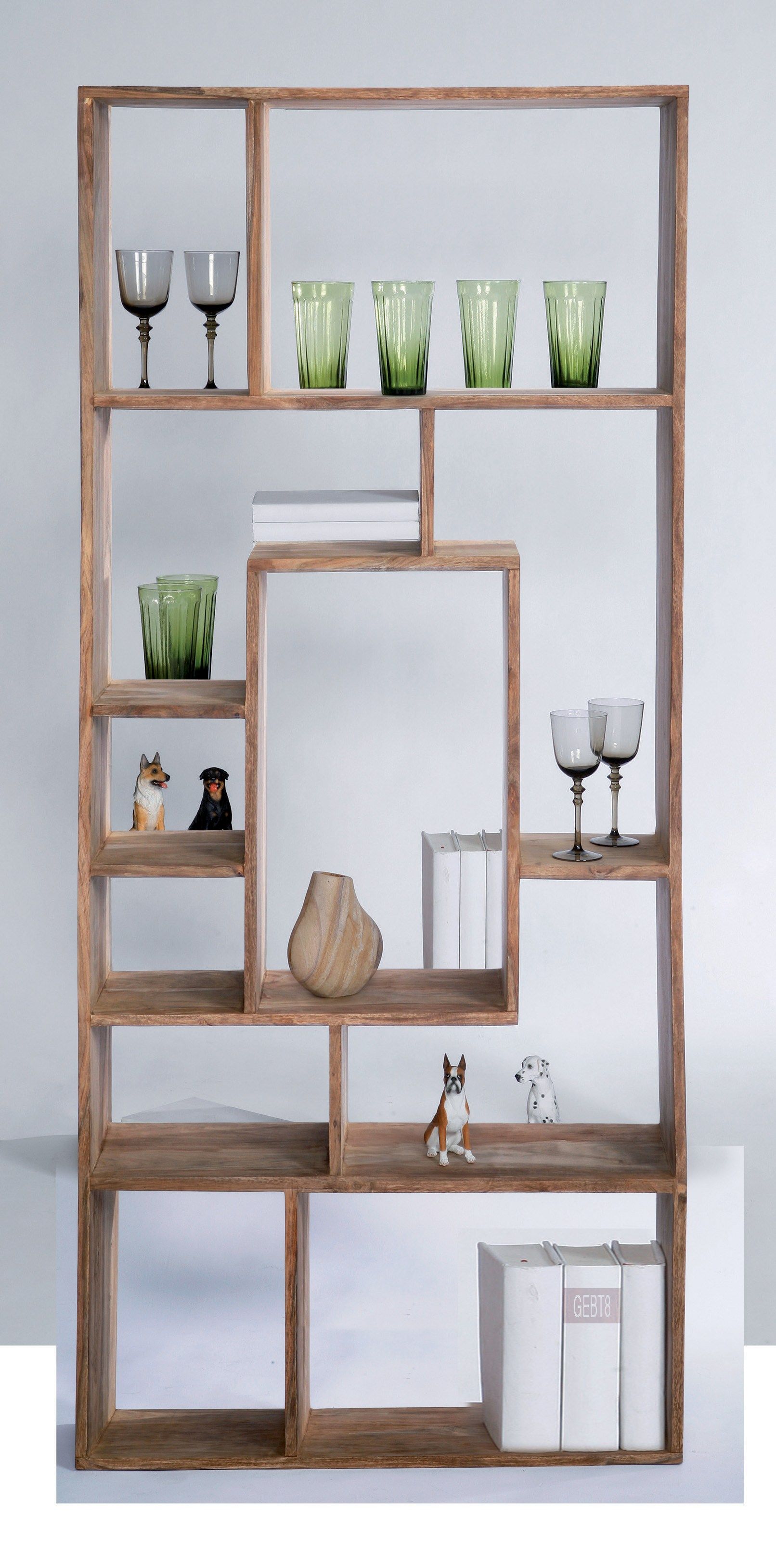 FREISTEHENDES OFFENES BÜCHERREGAL AUS HOLZ AUTHENTICO MULTITASK BY KARE