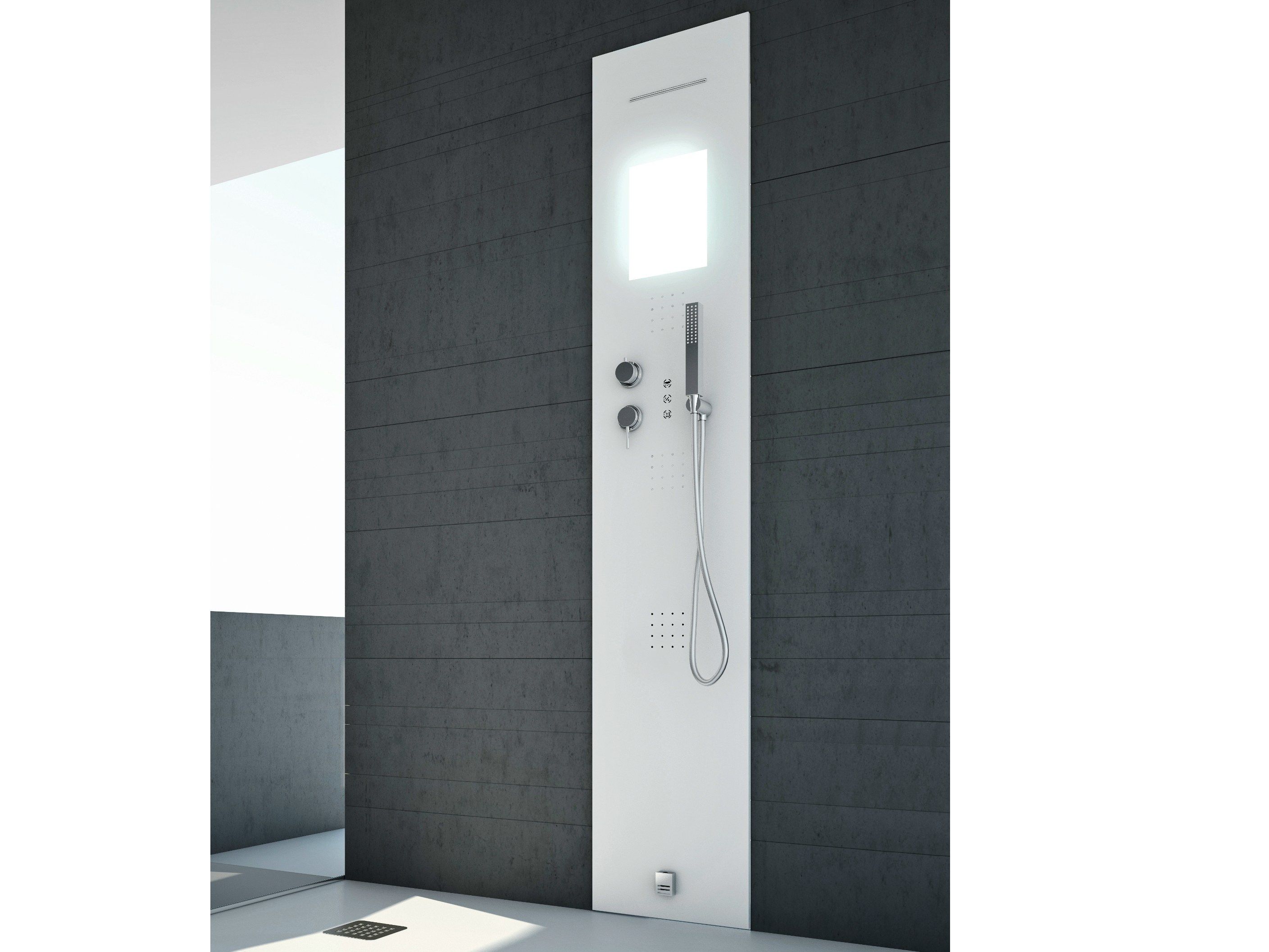 Wallmounted Solid Surface® shower panel Rigenera 200 builtin wall