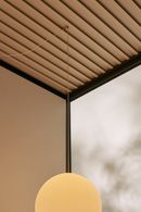 Detail of the corrugated ceiling panels with a suspension insert similar to one used inside the Eames House, 2026