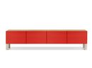 FLEXOR living cabinet_satin platinum_Natural oak wood_red polished lacquered shelves - Ph Cube Photoproduction