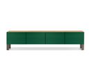 FLEXOR living cabinet_satin titanium_Natural oak wood_green polished lacquered shelves - Ph. Cube Photoproduction