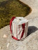 Outdoor Market Bottle Bag M beige with red stripe