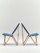 Outdoor Market Folding Chair blue with beige stripe