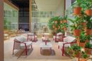 Poltrone Lamorisse, tavolini Buddy, lampade Filicudi e Hevea partition - Pedrali Stand M&O 2026 - Ph. Andrea Bartoluccio