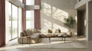 Sasso sofa and Demli small glass cocktail tables
