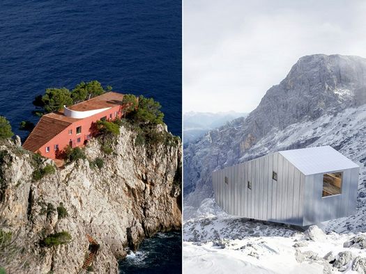Adalberto Libera, Casa Malaparte, Capri - Photo Andrea Jemolo e DEMOGO, Bivacco Fanton, Dolomiti (BL), 2015 - Photo Pietro Savorelli