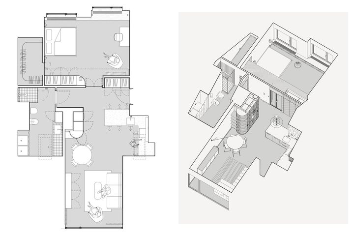 Disegni per la ristrutturazione della cucina di Apartment on Ksiecia Józefa Street in Krakow di one desk