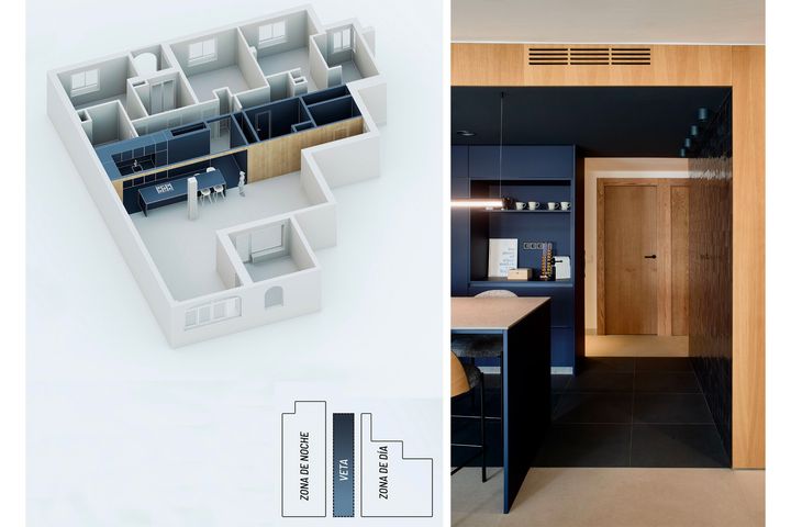 Layout della Veta, la fascia centrale della casa - Proyecto Veta di JAO Arquitectura
