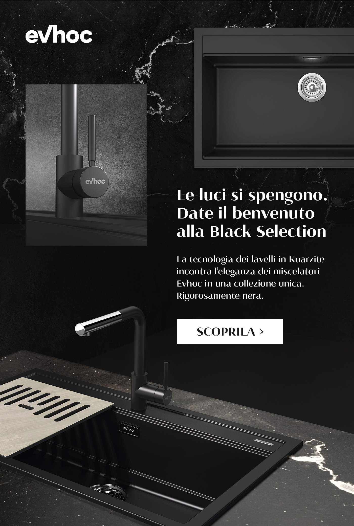 Evhoc Black Selection lavabi e miscelatori