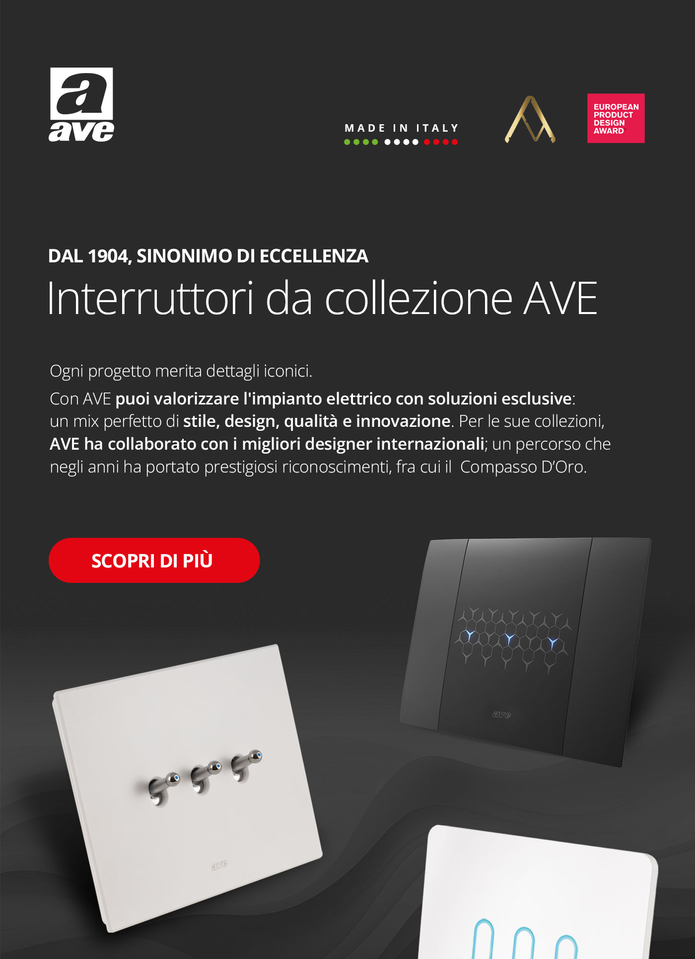 Interruttori da collezione AVE per i tuoi progetti