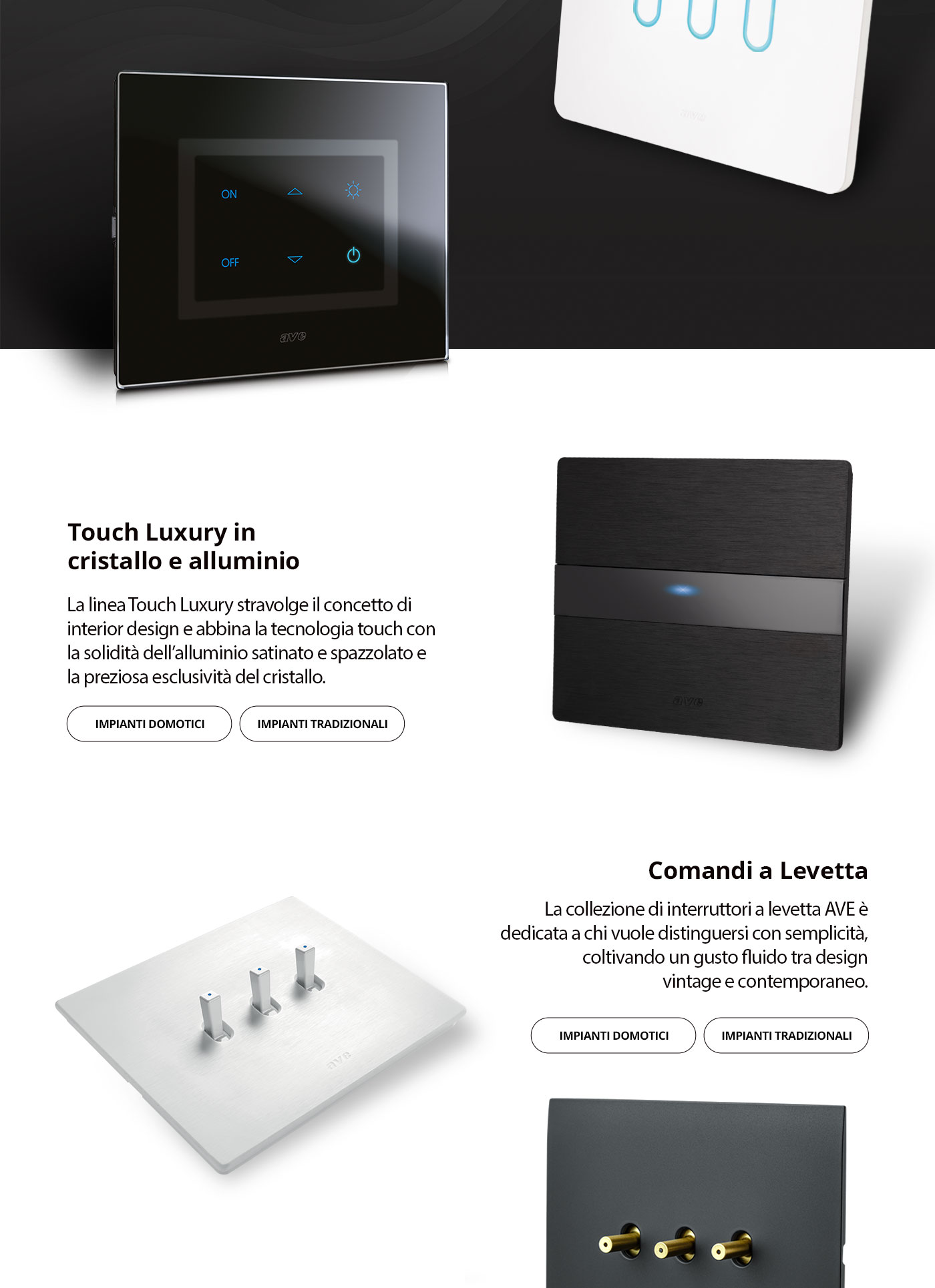 Interruttori da collezione AVE per i tuoi progetti