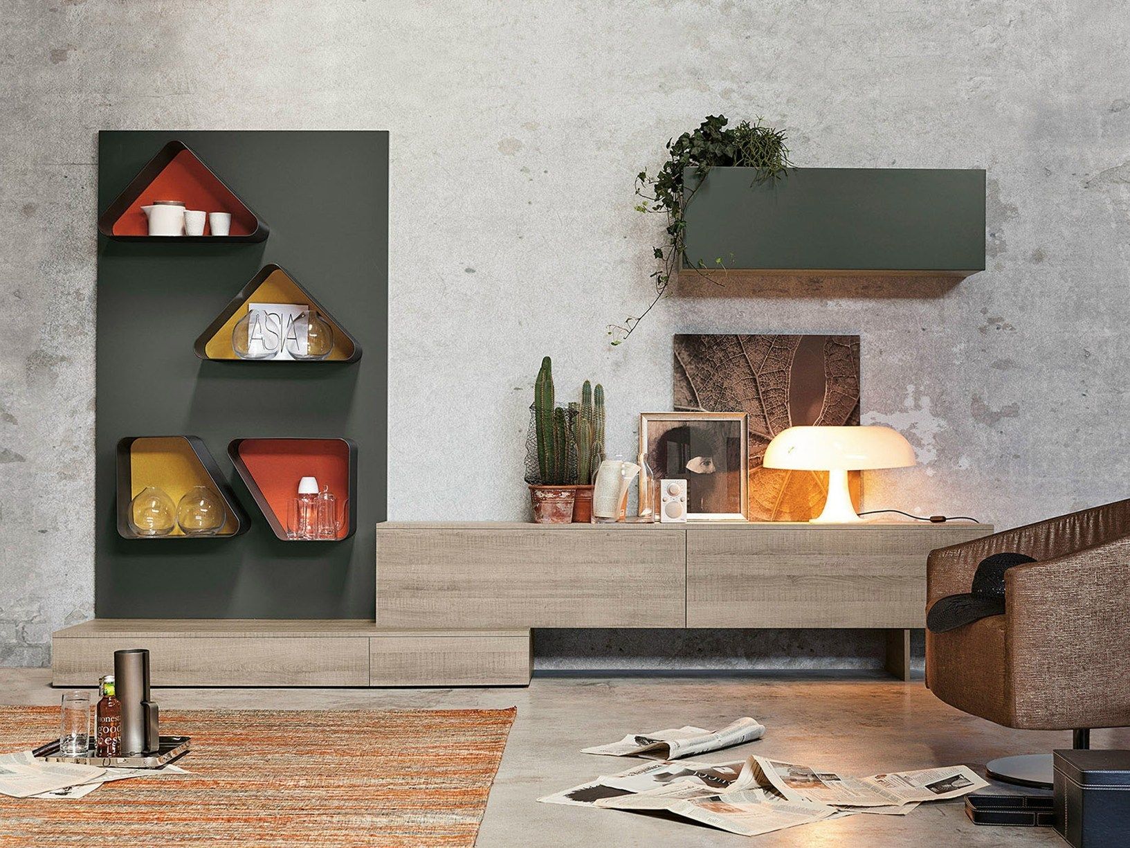 A wall system which can be fitted with shelves and accessories