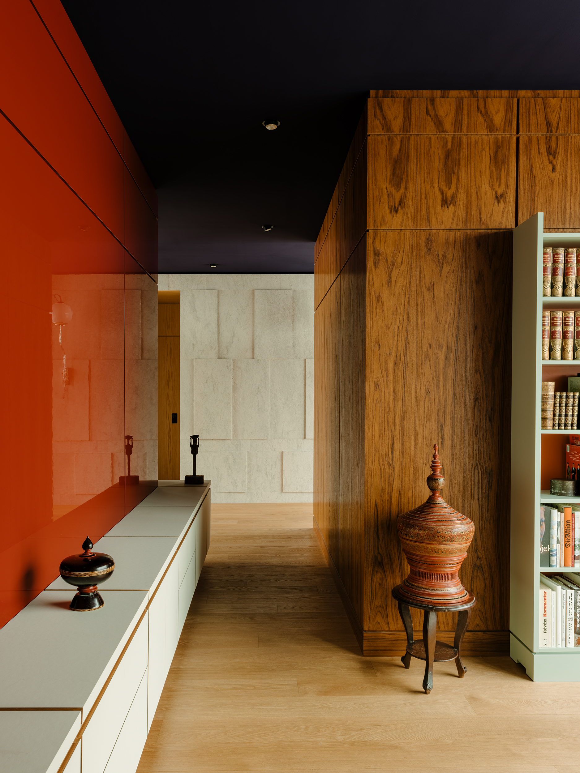 Boiserie con porte e contenitori per progetti d'interior design