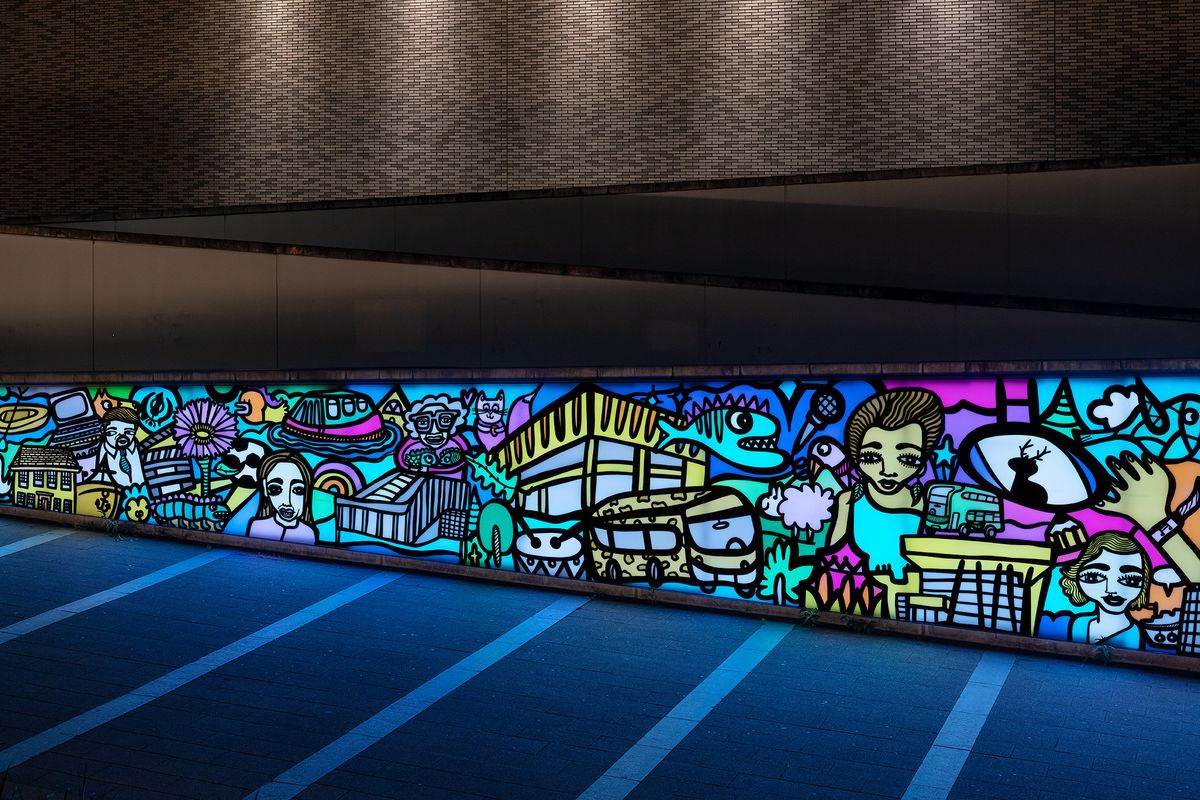 Solid Surface HIMACS for a backlit mural in Reading