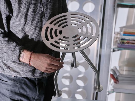 A Stainless Steel Stool Inspired by the Aeronautical Industry