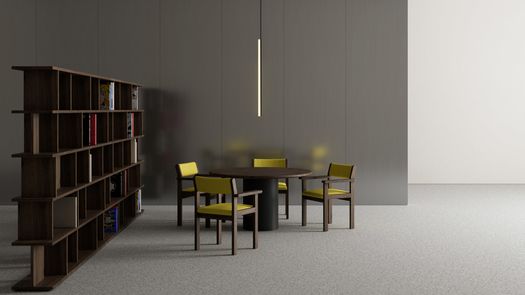 Produkte von e15 als Teil kuratierter Wohn- und Essbereiche während der Milan Design Week