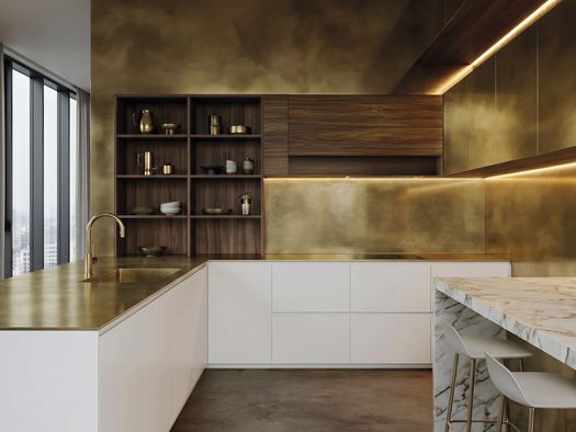 Superfici metallizzate vestono la cucina