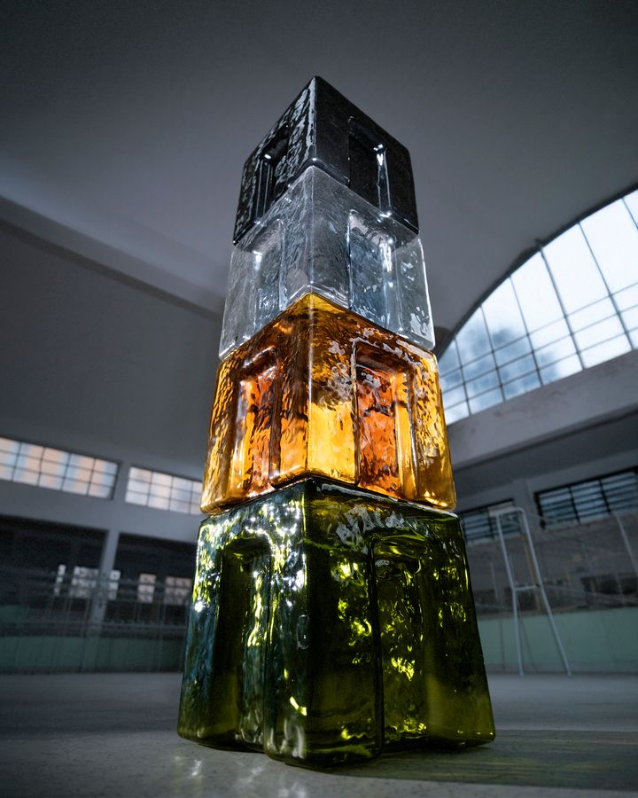 The new Murano glass lamps by 6:AM at the Piscina Romano in Milano