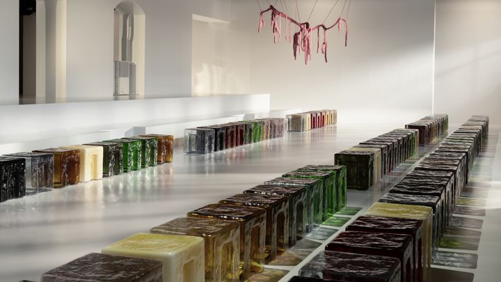 The glass seats by 6:AM for the Bottega Veneta Spring/Summer 2026