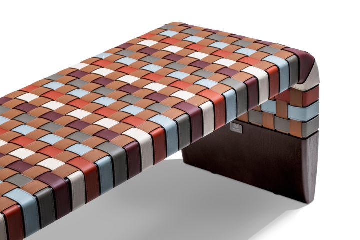 The Special Edition of the Poltrona Frau woven leather bench by