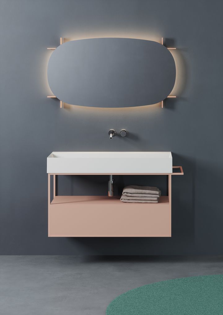 Minimal design and colour bathroom furniture by Azzurra