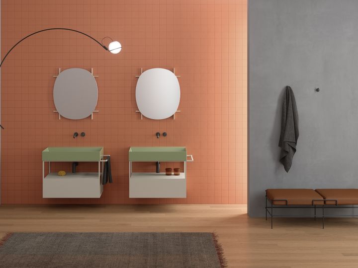 Minimal design and colour bathroom furniture by Azzurra